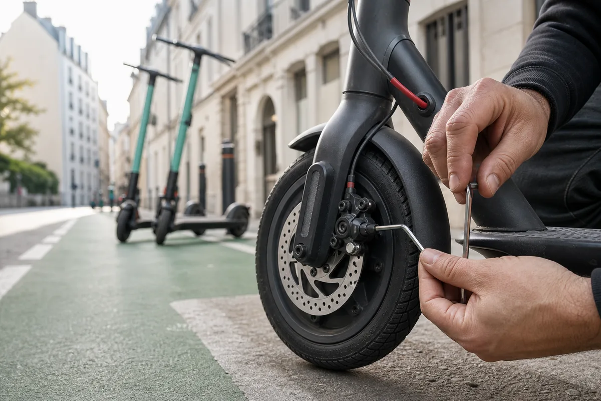 Réglage des plaquettes de frein à disque d’une trottinette électrique